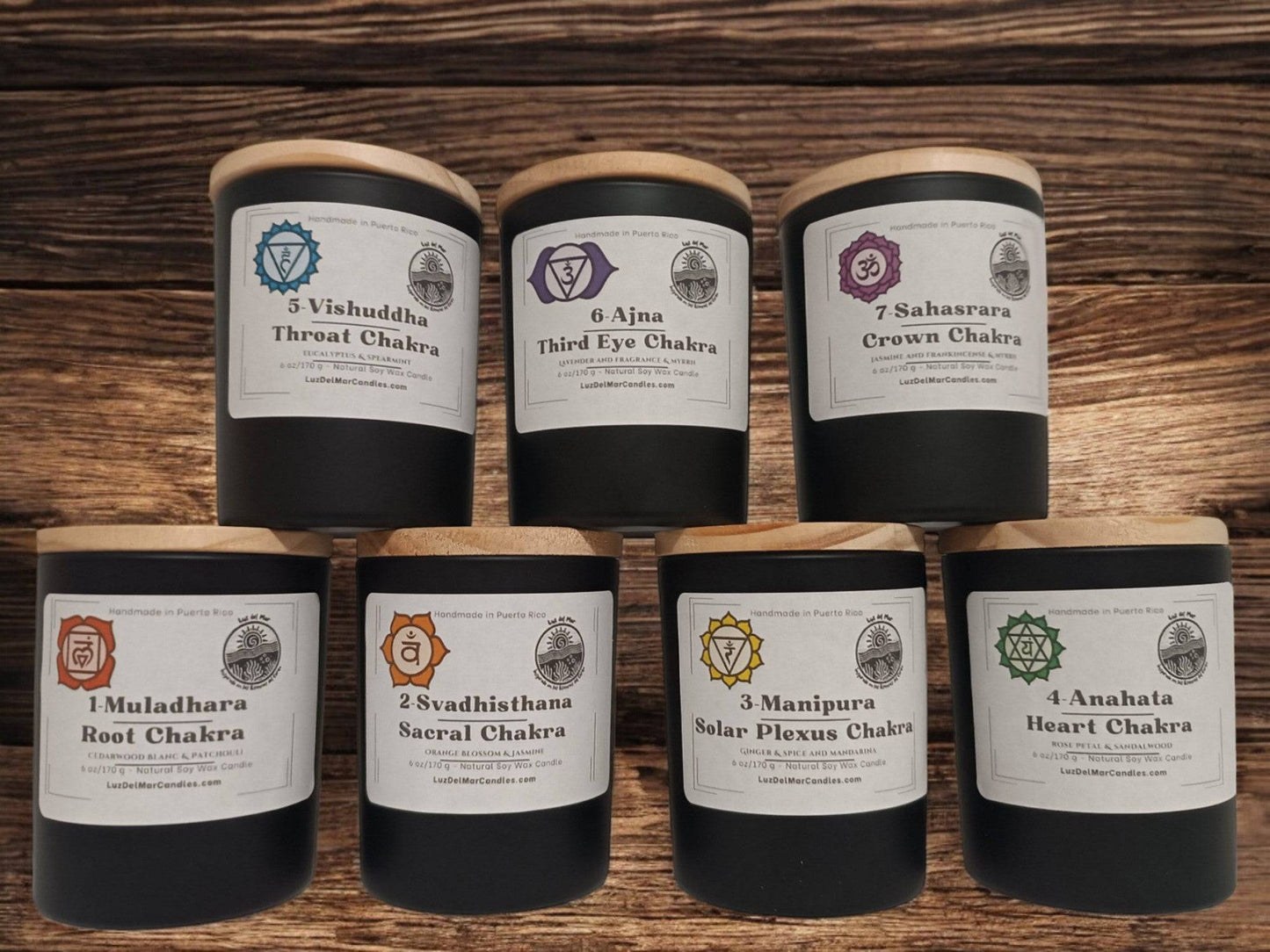 Full Set of 7 Chakra Candles (6 oz net wt. Each) - Luz Del Mar