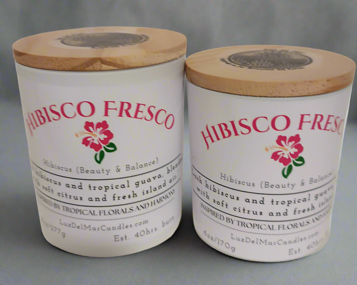 Hibisco Fresco – Hibiscus & Tropical Guava Soy Candle-8oz - Luz Del Mar