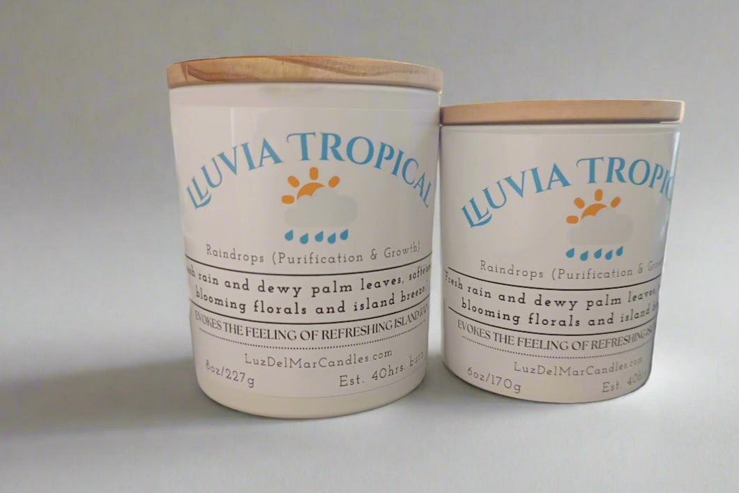 lluvia-tropical-rain-amber-candle two different sizes