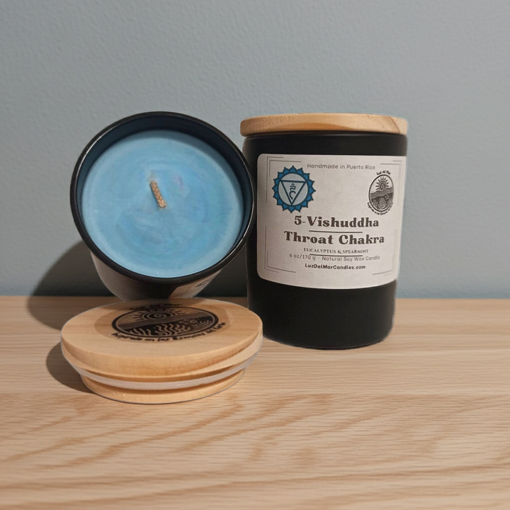 5. Throat Chakra 6 oz net wt. Candle (Vishuddha)