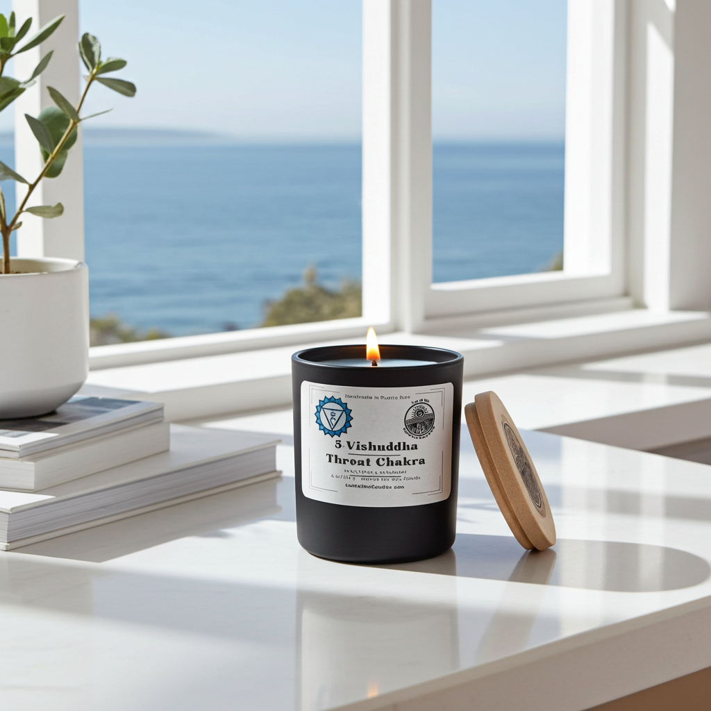5. Throat Chakra 6 oz net wt. Candle (Vishuddha)