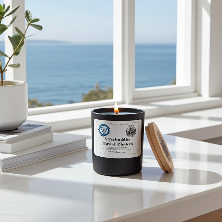 5. Throat Chakra 6 oz net wt. Candle (Vishuddha)