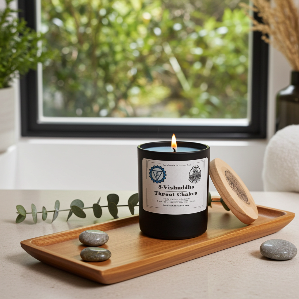 5. Throat Chakra 6 oz net wt. Candle (Vishuddha)