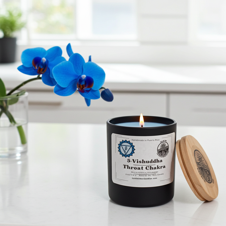 5. Throat Chakra 6 oz net wt. Candle (Vishuddha)