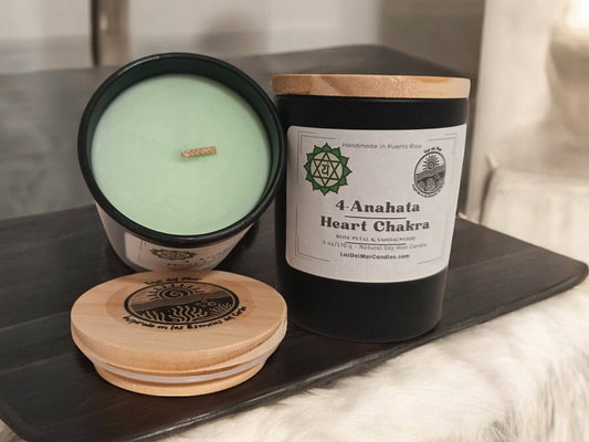 4. Heart Chakra 6 oz net wt. Candle (Anahata) - Luz Del Mar