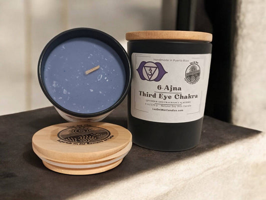 6. Third Eye Chakra 6 oz net wt. Candle (Ajna) - Luz Del Mar