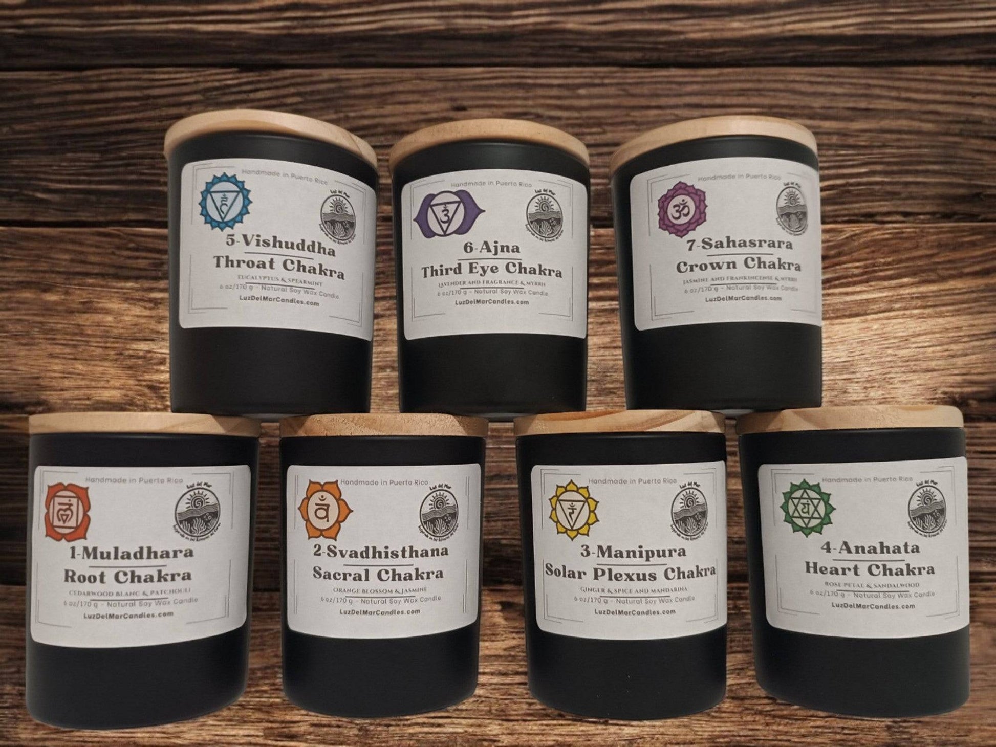 Full Set of 7 Chakra Candles (6 oz net wt. Each) - Luz Del Mar