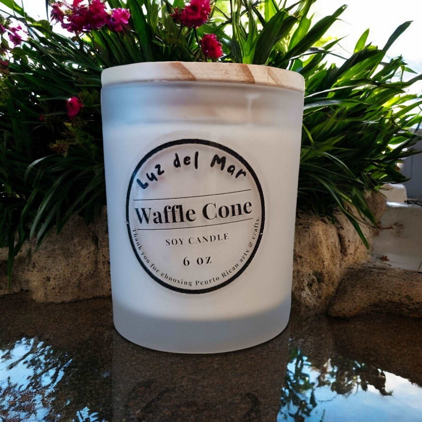 Waffle Cone Scented Soy Candle – Hand-Poured into Frosted Jar - 6 oz net wt.