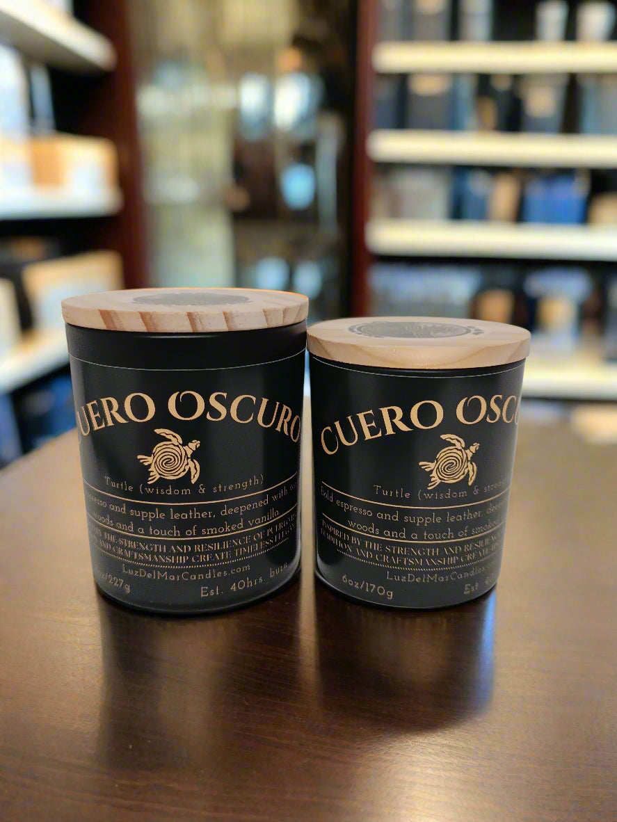 cuero-oscuro-leather-espresso-candle two sizes
