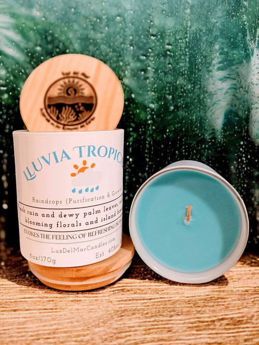 Lluvia Tropical – Fresh Rain & Amber Soy Candle - 8oz - Luz Del Mar